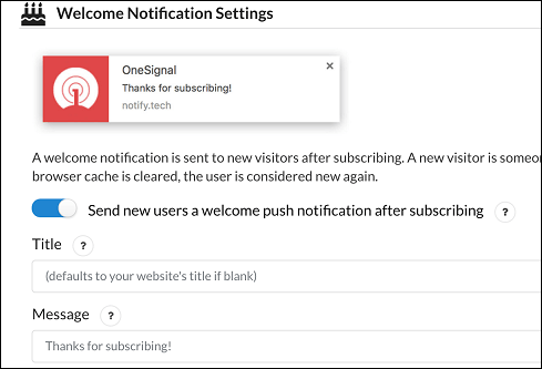 Customize OneSignal Welcome Notification