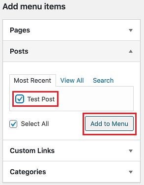 Add Post to Menu in WordPress
