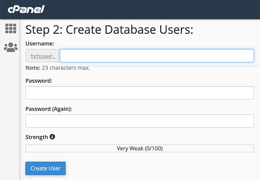 Choose Database Username and Password