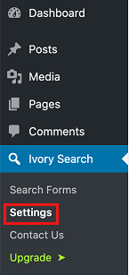 Ivory Search Plugin Settings Tab