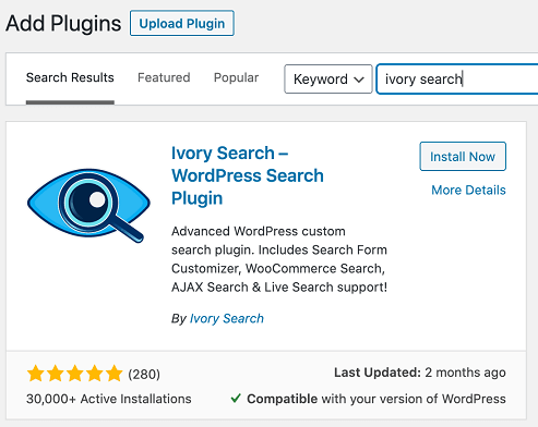 Ivory Search Plugin for WordPress